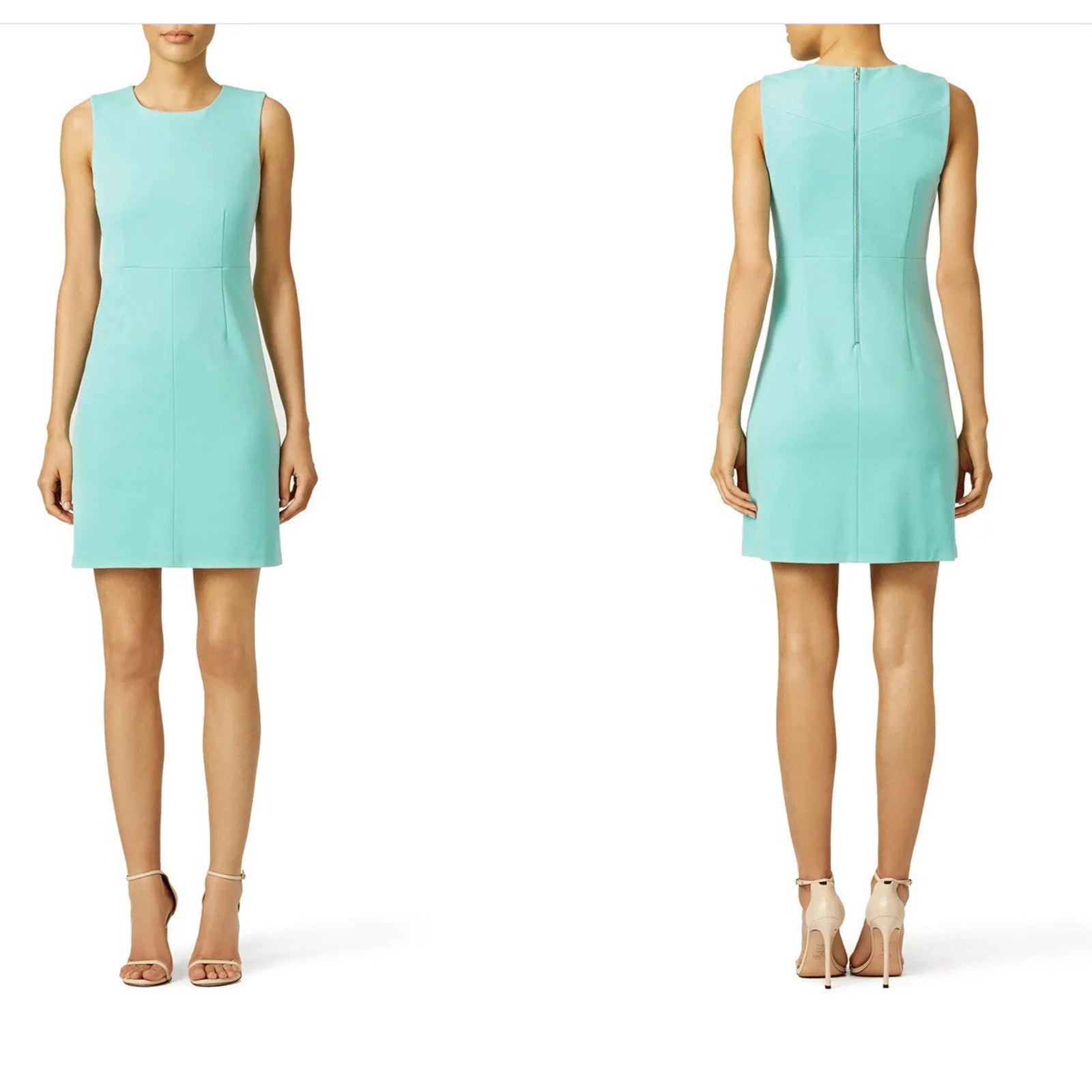 Diane Von Furstenberg Carrie Dress 12 Aqua Green Sheath Sleeveless Mini Short